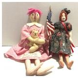Handmade Fabric 12" & 16" Dolls Hope & 4th of July