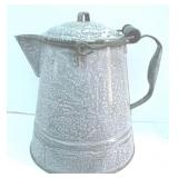 Gray Enamelware Coffee Pot Large Camping Cowboy