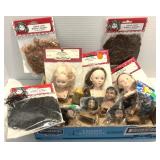 Rubber & Porcelain Doll Heads & Curly Hair