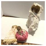7" Bisque Dolls & Pincushion Gorham Bride, Etc.