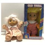 Vintage Glo Troll Doll in Box and Girl Troll 8"