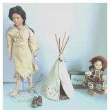 Native American Indian Woman Dolls & Teepee