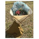 Vintage Folding Laundry Basket w/Fabric Liner, Etc