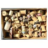 Box of Wooden Spool Thread Assortment