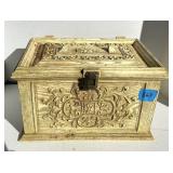 Old Sewing Box with Supplies - Handle Inside