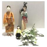 Asian or Japanese Dolls & Dogwood Flowers