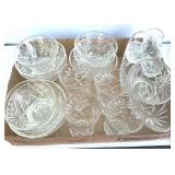 Vintage Starburst Clear Glass Bowls, Tumblers, Etc