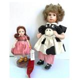 Paulinettes Doll Porcelain 8 1/2" & 13" Tall