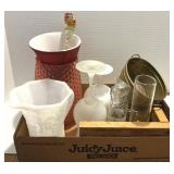 Misc Lot MCM Lucite Taper Candles, Vases, Cruet