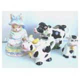 Ceramic Cow Creamers & Bell + Cat Teapot
