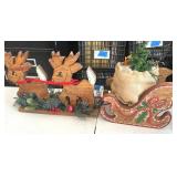 Handmade Wood Reindeer & Sleigh