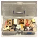 Plastic Tote w/Rubber Stamps