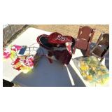 10" Wood Chairs, Bunny Figure, Heart & Flowers