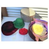 Hat Boxes with Vintage Ladies Hats