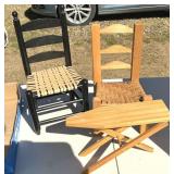 14" Ladderback Wooden Chairs & Small Ironing Board