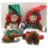 Applause Christmas Elves Raggedy Ann & Andy Dolls