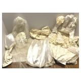 Vintage 14" Doll Bridal Gown Dress w/Veil, etc.