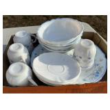 Arcopal France White Dinnerware w/Blue Flowers