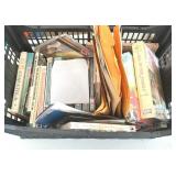 Plastic Crate w/ Books, VHS Tapes & More