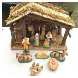 Nativity Set 9.5" Tall Manger & Figurines