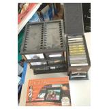 Plastic Crate w/Digital Picture Frame, Cassettes