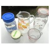 Glass Pitcher, Lidded Jar, Canister, Measuring Cup