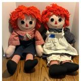 Handcrafted 33" Tall Raggedy Ann & Andy Pair