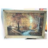 Frederick Rosh Oil Painting 40"x28" Wood Landscape
