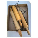 Vintage Rolling Pins with Metal Wall Holders