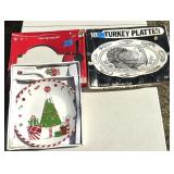 18" Turkey Platter & Christmas Cake Serving Set