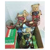 Christmas Lot Fiber Optic Trees, Metal Stockings