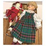 Porcelain 20" Doll & Fabric Dolls 14" & 9"