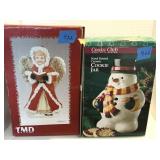 Snowman Cookie Jar & Angel Resin Figurine