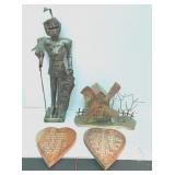 Metal Windmill, Knight In Armor Statue, Plaques