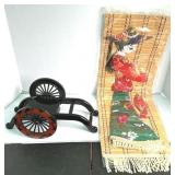 Oriental Plant Stand & Geisha Bamboo Wall Hanging