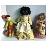 Box Lot of Handcrafted Dolls Black American