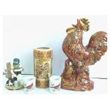 Rooster Ceramic Figurine, Oriental Vase, Misc.