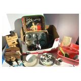 Assorted Kitchen Box Lot Knife Block, Pan, Tray