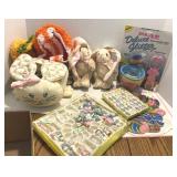 Vintage Easter Lot Mini Wood Ornaments, Bunnies