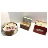 Vintage Recipe Box Plaid & Tins w/Lots of Recipes