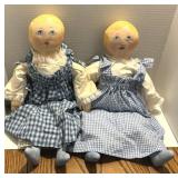 Artisan Made Primitive Oil Cloth Dolls 21" Tall