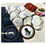 Box of Assorted Plates, Vase, Etc.