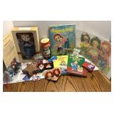 Variety Raggedy Ann Dolls, Books, Pins, Flashlight