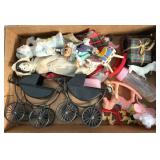 Misc Lot Porcelain Dolls, Plastic Rocking Horses