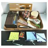 Misc. Box Lot Radio, Fondue Forks, Fan, Vase, etc