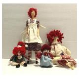 Fabric Raggedy Ann Dolls Assorted Lot