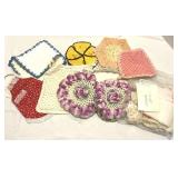 Vtg Crocheted Doilies, Potholders, Lace