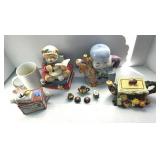 Teapots and Figurine