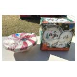 16 Pc Christmas Snowman Dinnerware Set & Cake Plae