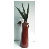 Tall 18" Pottery Dress Shaped Vase w/Feathers